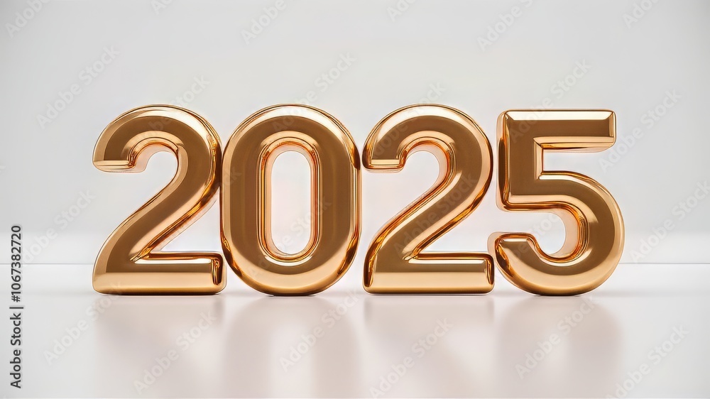 Elegant Gold 3D Typography of 2025, Ideal for New Year and Luxurious Holiday Celebrations