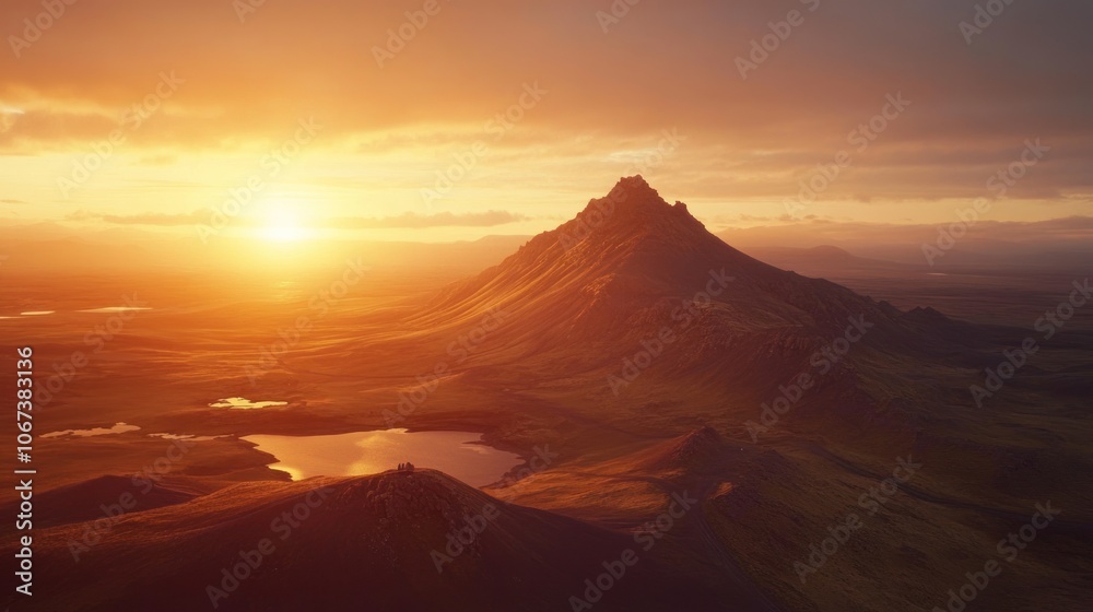 Naklejka premium Mountain Peak Sunset