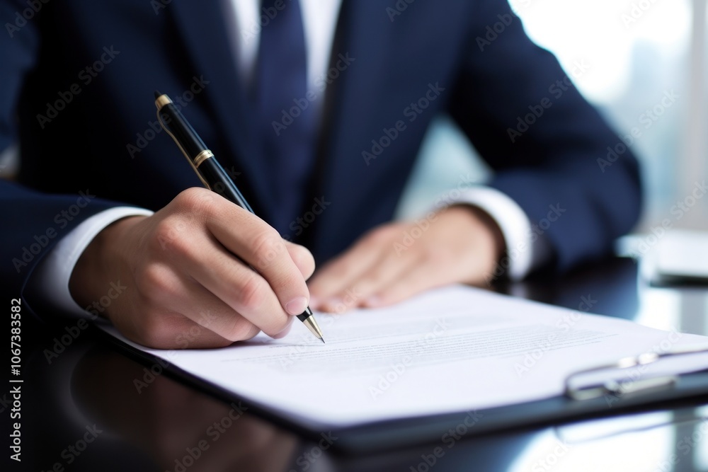 Naklejka premium Finance pen contract writing.
