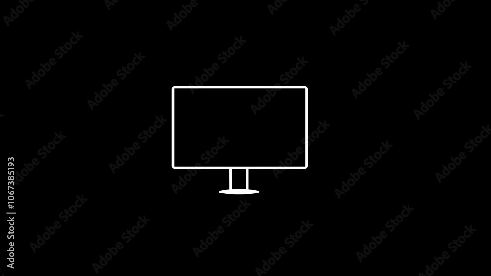 Computer monitor icon animation on a black background. monitor display with black, red, yellow and green screen. monitor icon animation.