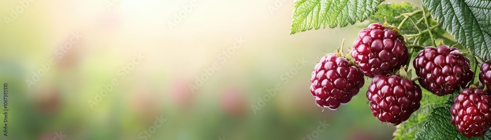 Macro of a ripe blackberry on a vine, with a sunlit garden background, Blackberry on vine with garden background, Rich and inviting Macro of a ripe blackberry on a vine, with a sunlit garden background, Blackberry on vine with garden background, Rich and inviting