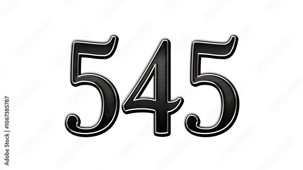 black metal 3d design of number 545 on white background. black metal 3d design of number 545 on white background.