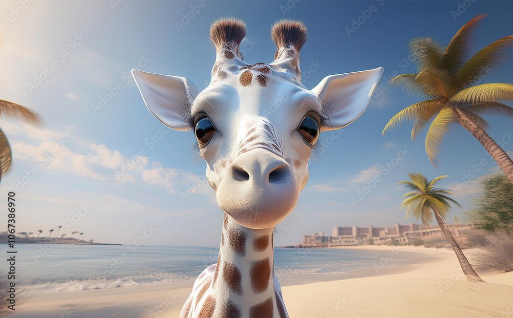 Obraz premium giraffe on the beach