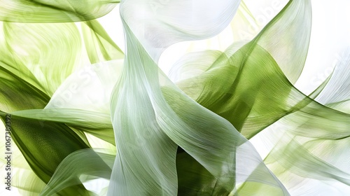 Abstract lines and curves in green and white, depicting energy flow and sustainable growth, inspired by the patterns of nature, 4k resolution