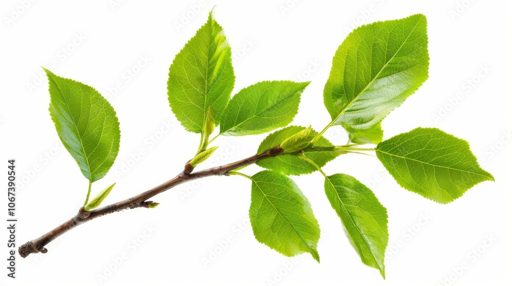 Close-up of a Tree Branch with Fresh Green Leaves Close-up of a Tree Branch with Fresh Green Leaves