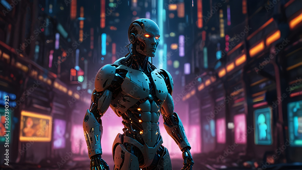 Future Hero ai  Robots, background Created with Generative AI technology.