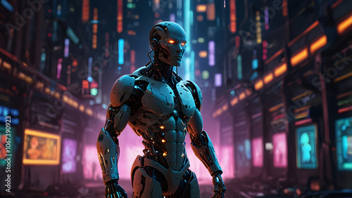 Future Hero ai Robots, background Created with Generative AI technology.