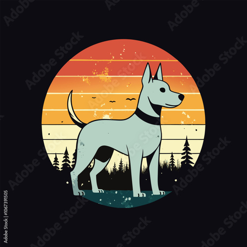 Retro dog t-shirt design Vector Illustration