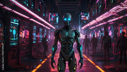 Future Hero ai Robots, background Created with Generative AI technology.