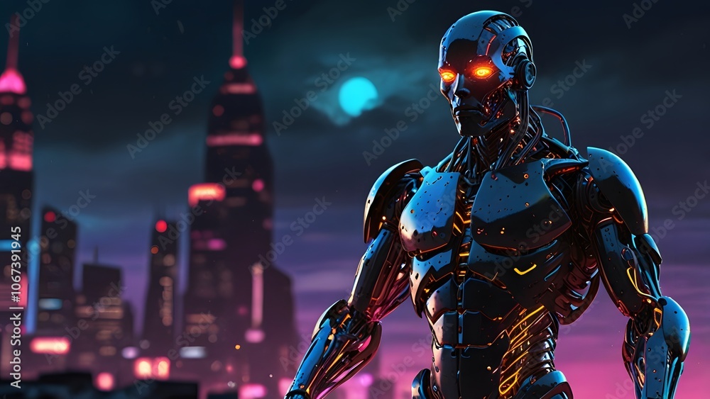 Fototapeta premium Future Hero ai Robots, background Created with Generative AI technology.