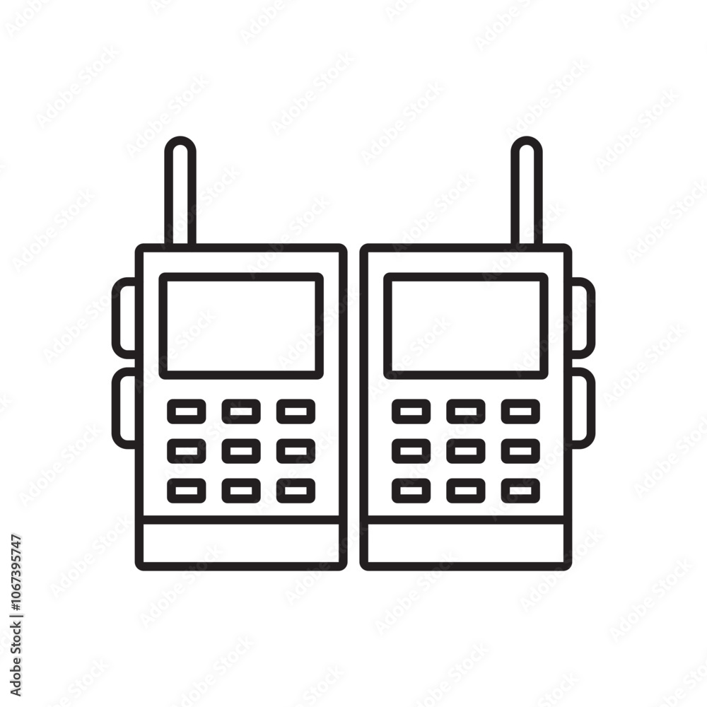 Two way radio icon simple black line style. Two way radio icon simple black line style.