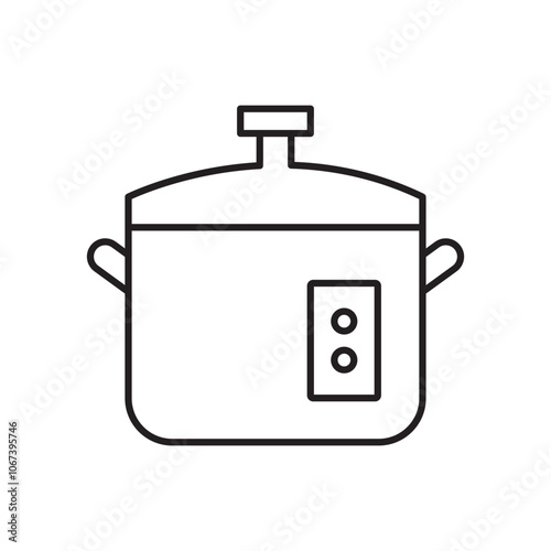 Pressure cooker icon simple black line style.