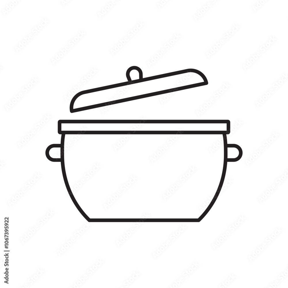 Cooking pot icon simple black line style.