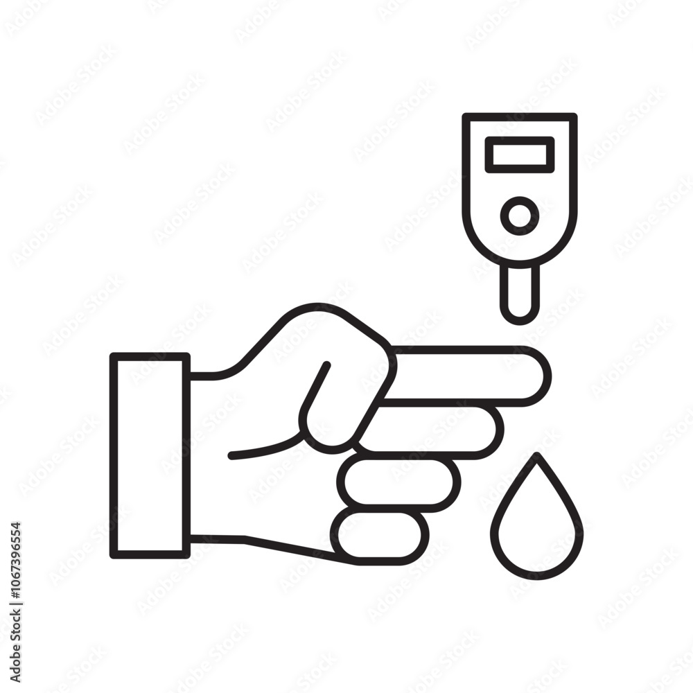 Blood sugar test icon simple black line style. Blood sugar test icon simple black line style.