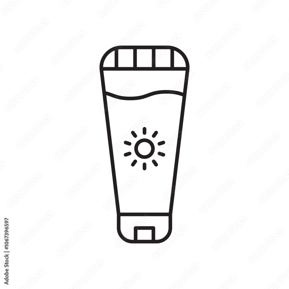 Sun cream icon simple black line style. Sun cream icon simple black line style.