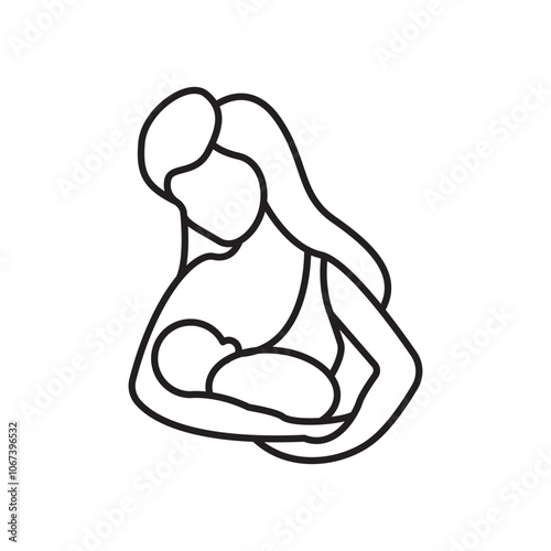 Breastfeeding icon simple black line style.