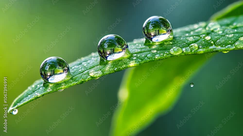 Macro shot of water drop drips on wet parlour palm leaf rolling down and making it tremble on black background | Exotic houseplants commercial Macro shot of water drop drips on wet parlour palm leaf rolling down and making it tremble on black background | Exotic houseplants commercial