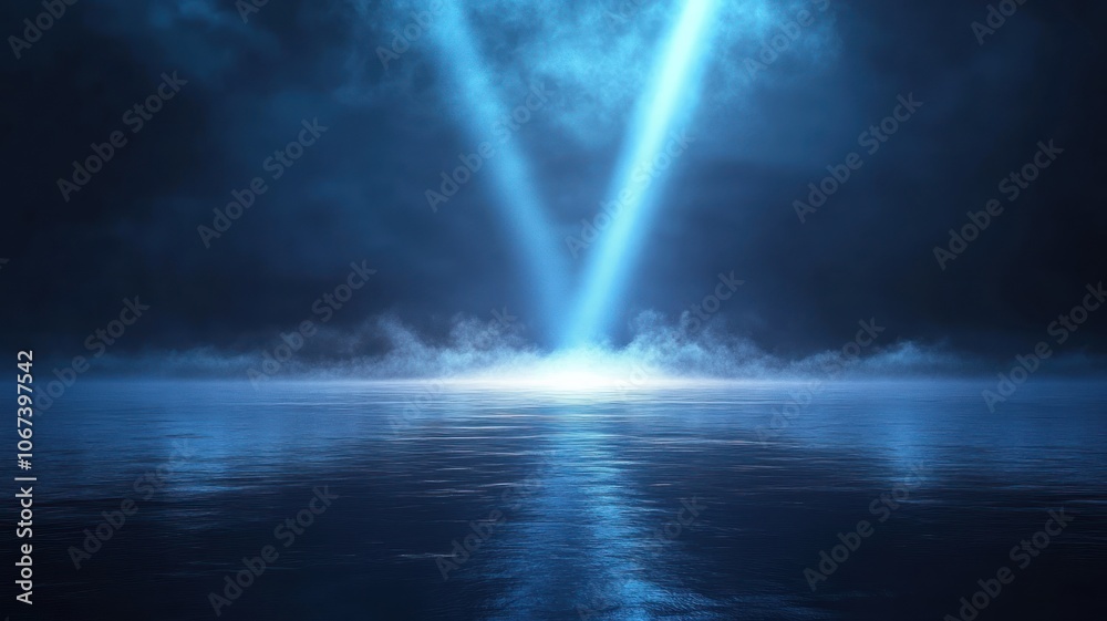 Dark Background with lights. Reflection of neon lights, a searchlight, smoke. Abstract light in a dark empty street with smoke, smog. Dark black wall with blue lighting Dark Background with lights. Reflection of neon lights, a searchlight, smoke. Abstract light in a dark empty street with smoke, smog. Dark black wall with blue lighting