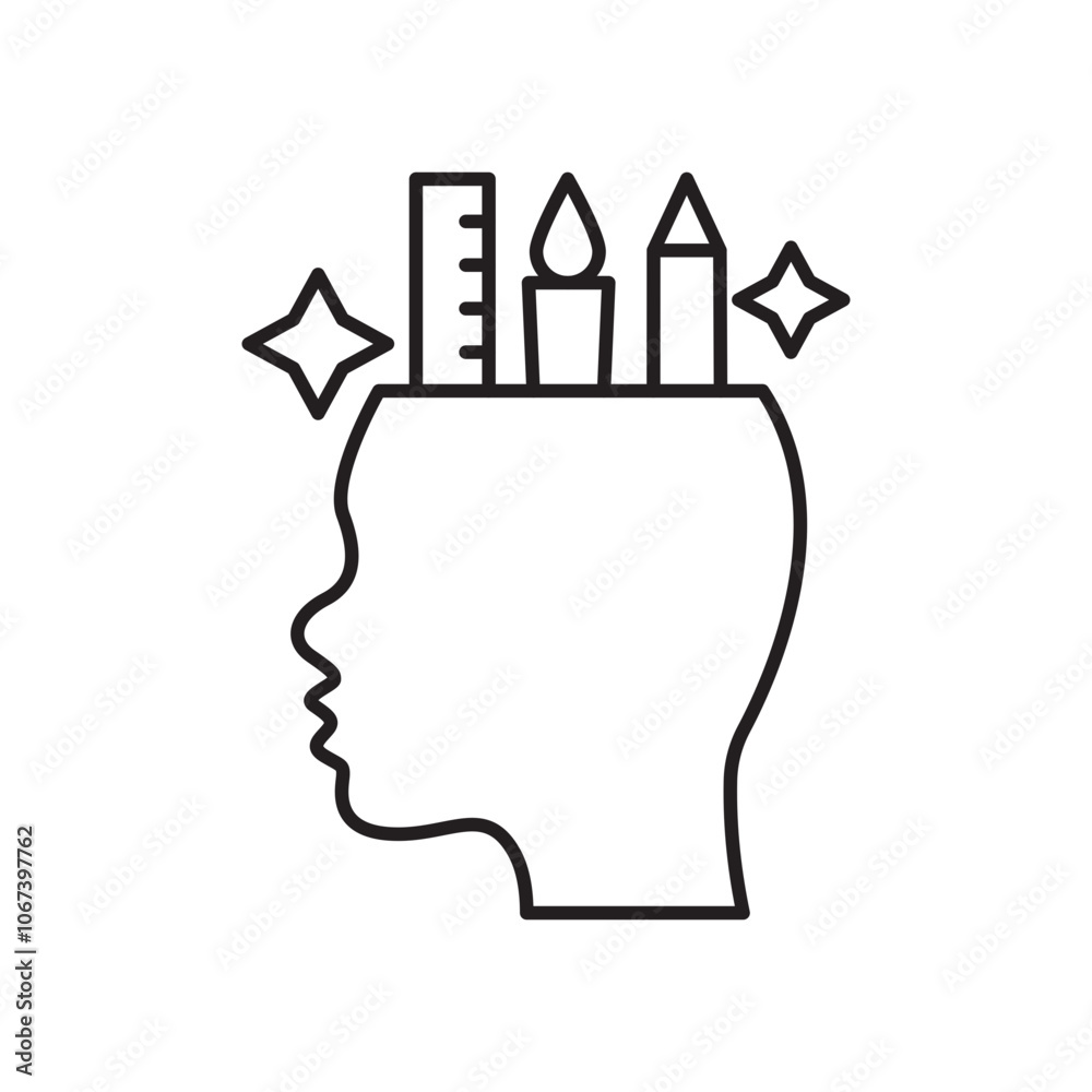 Creativity icon simple black line style. Creativity icon simple black line style.
