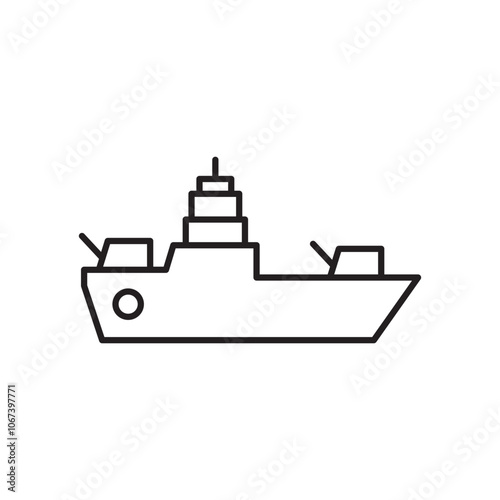 Warship icon simple black line style.