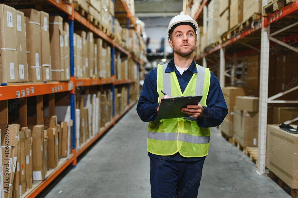 portrait of a smiling young warehouse worker working in a cash and carry wholesale store portrait of a smiling young warehouse worker working in a cash and carry wholesale store