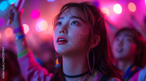 crazy fans of South Korean pop music k-pop cheer on their favorite artists
