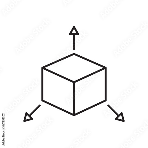 3D modeling icon simple black line style.