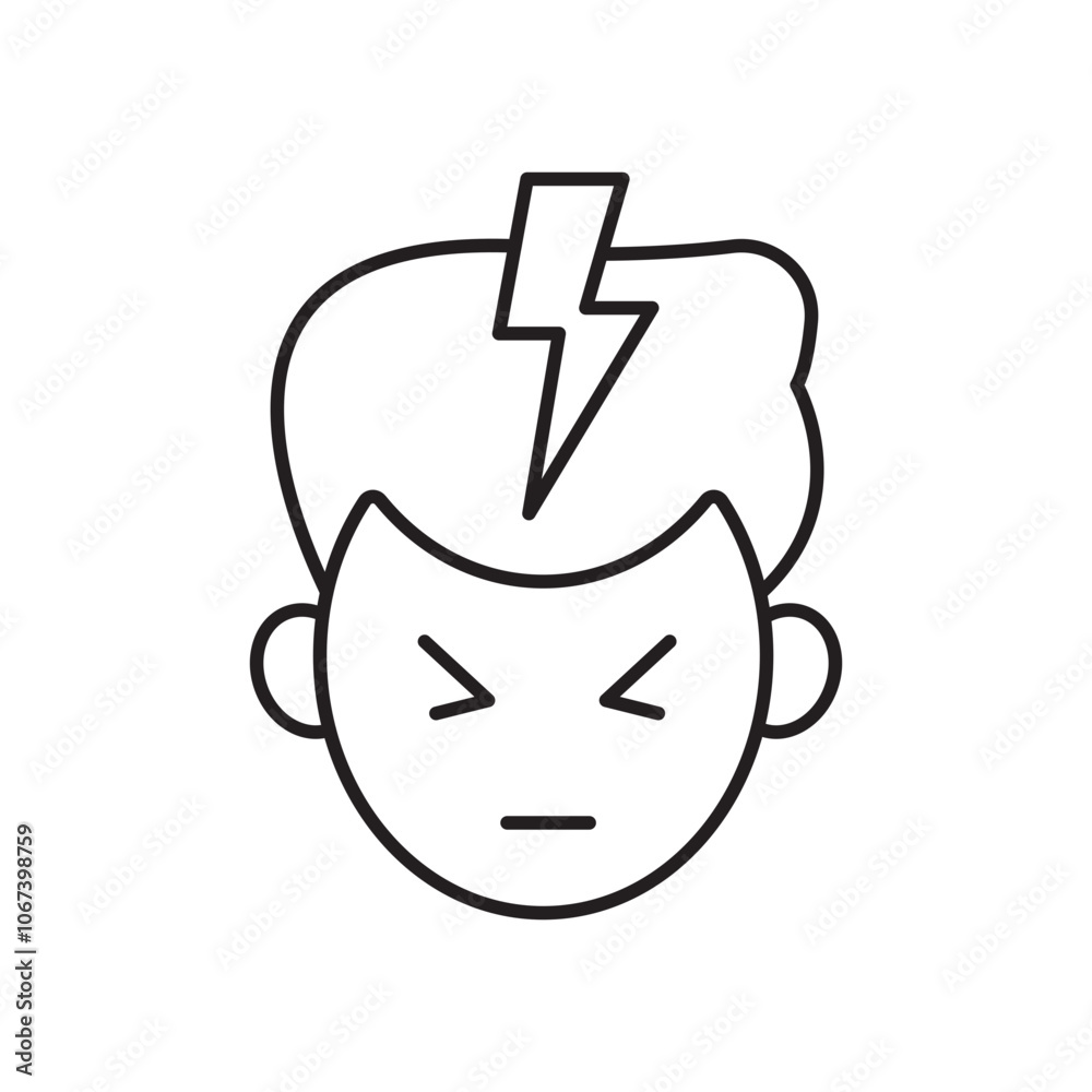 Headache icon simple black line style. Headache icon simple black line style.