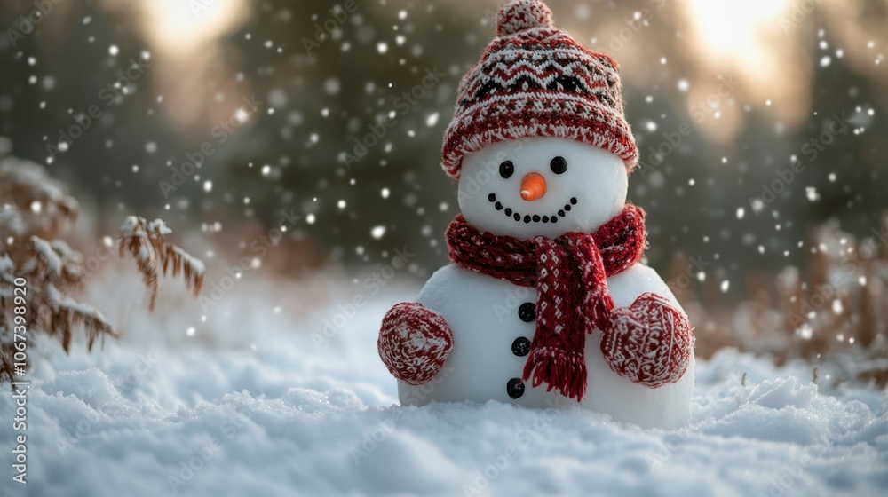 Cheerful Snowman Enjoying a Winter Wonderland Scene Cheerful Snowman Enjoying a Winter Wonderland Scene
