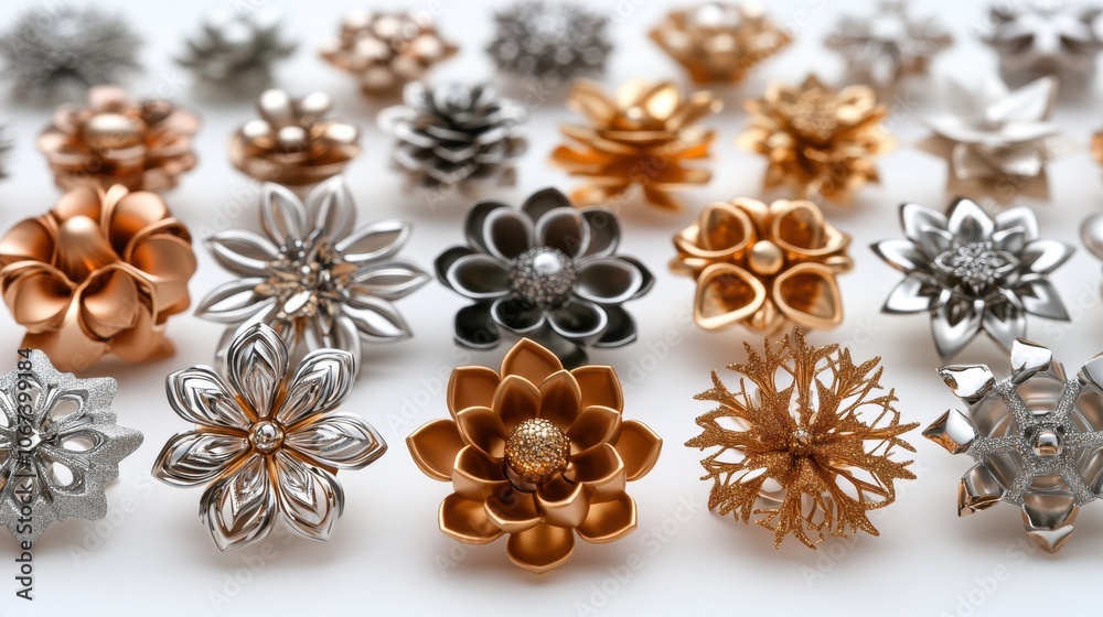 Elegant Decorative Floral Patterns in Metallic Shades Elegant Decorative Floral Patterns in Metallic Shades