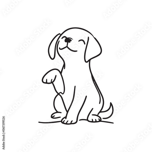 hand draw vector dog silhouette design dog, pet, outline, silhouette, border, friendship, large, black and white