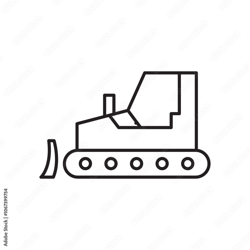 Bulldozer flat simple vector symbols illustration.