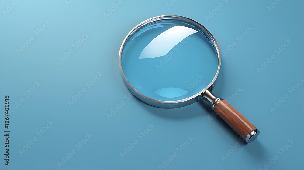 A magnifying glass isolated on a blue background A magnifying glass isolated on a blue background