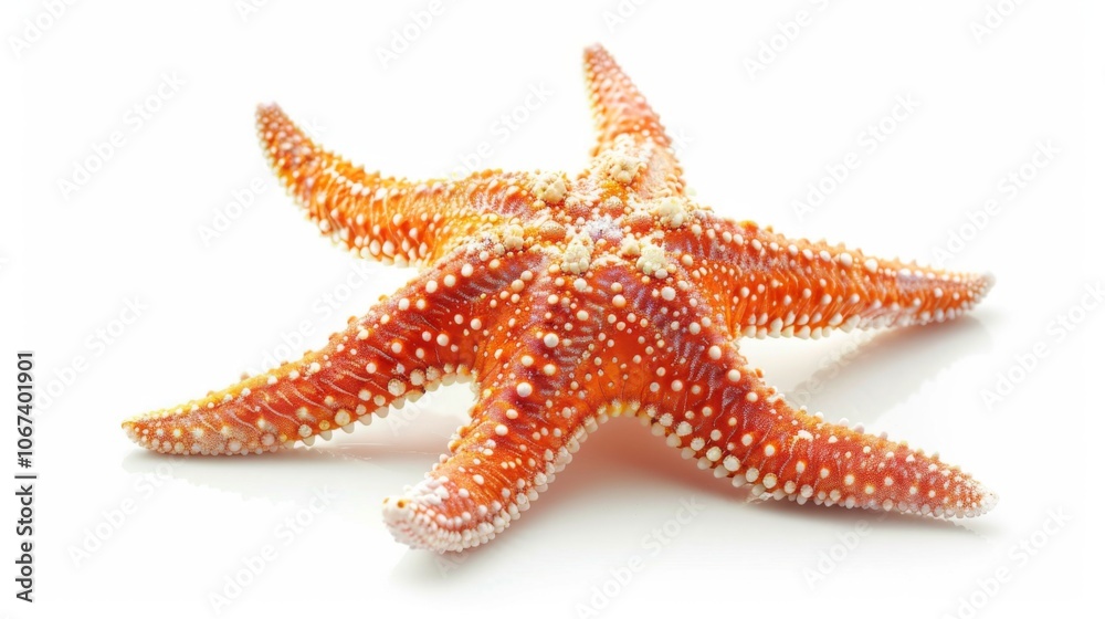 Orange Starfish on White Background - Close Up Orange Starfish on White Background - Close Up