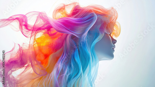 Jellyfish-inspired hairstyle: vibrant wavy design with colorful flow