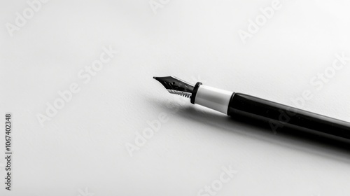 Elegant Fountain Pen on White Background
