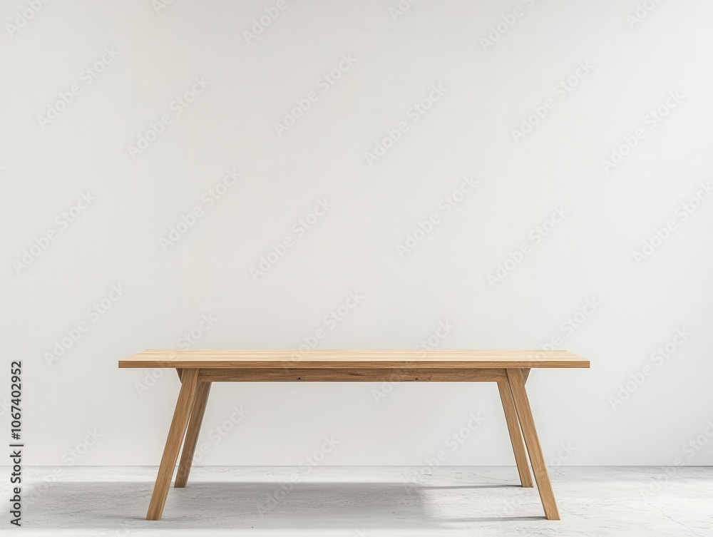 a pristine, empty wooden table set against a smooth white wall, offering a clean, minimalist backdrop perfect for product display, articulated through high-quality composition and lighting a pristine, empty wooden table set against a smooth white wall, offering a clean, minimalist backdrop perfect for product display, articulated through high-quality composition and lighting