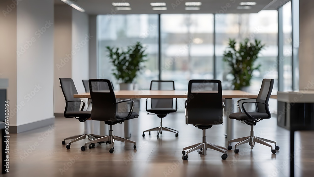 a modern office meeting room with a table and chairs a modern office meeting room with a table and chairs