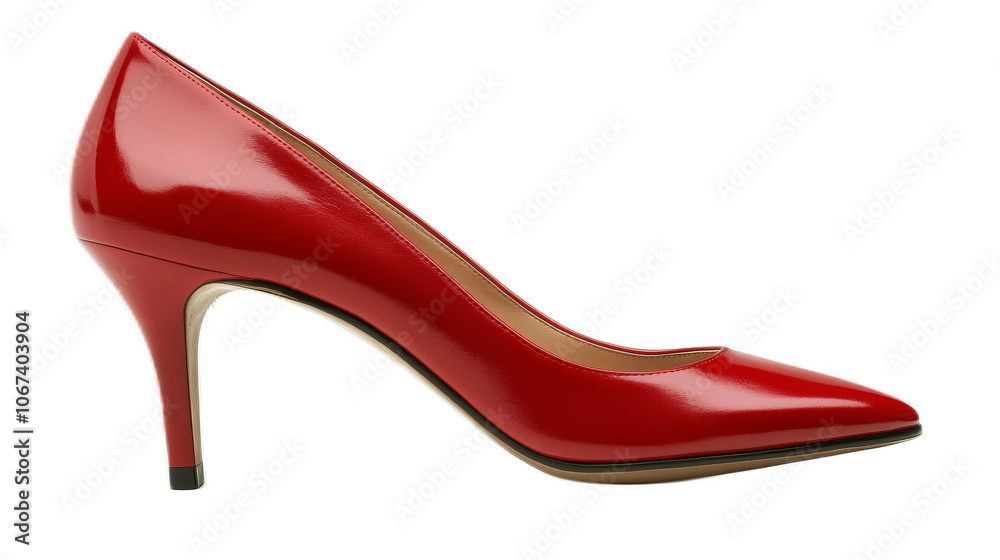 Elegant red high heel shoes for women with a glossy leather finish showcasing classic glamour and fashionable style Elegant red high heel shoes for women with a glossy leather finish showcasing classic glamour and fashionable style