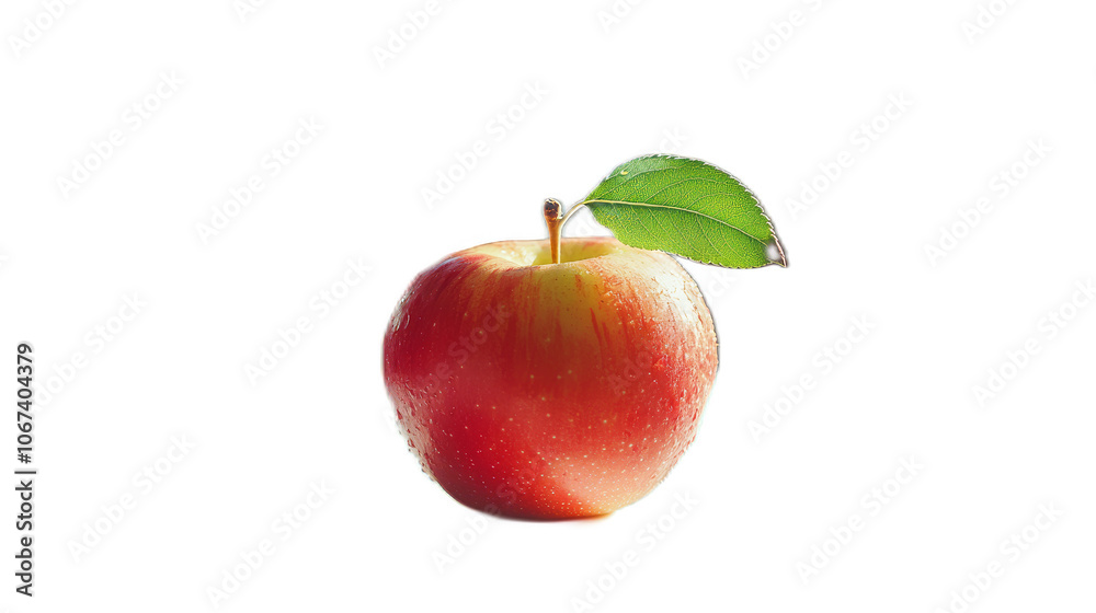 Red apple with leaf isolated on white background showcasing fresh and healthy organic fruit Red apple with leaf isolated on white background showcasing fresh and healthy organic fruit