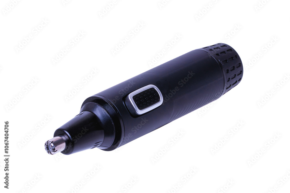 Fototapeta premium Hair trimmer. Battery powered nose hair trimmer isolated on a white background. Macro.