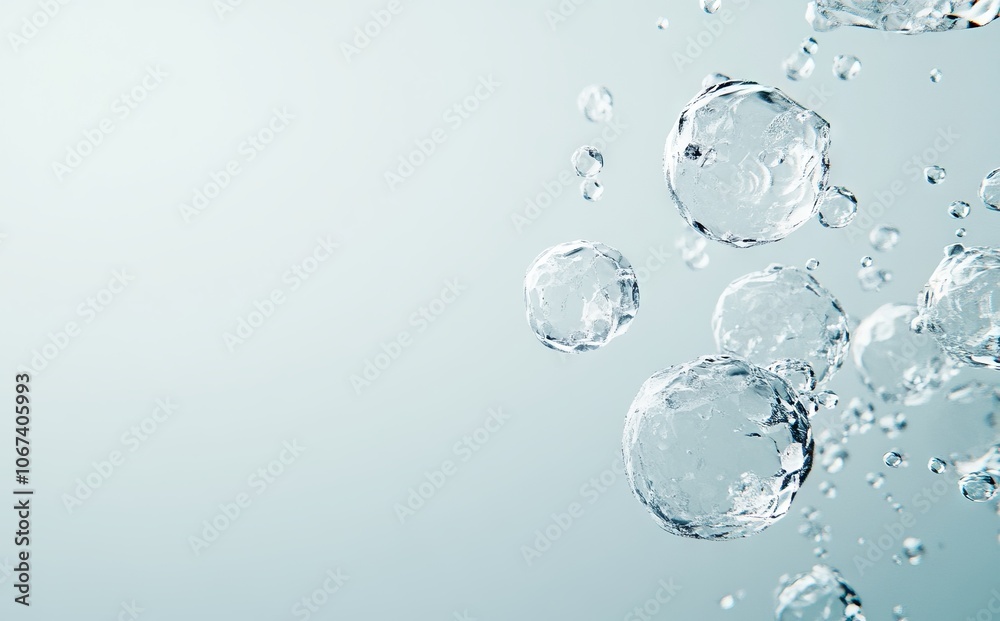 Transparent Water Molecules on Light Blue Background. AI generated illustration Transparent Water Molecules on Light Blue Background. AI generated illustration