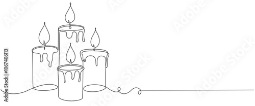 Candles line art. Illustration of an candle, vector eps