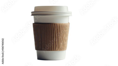 Wallpaper Mural Coffee cup isolated on white background with disposable lid and brown cardboard sleeve Torontodigital.ca