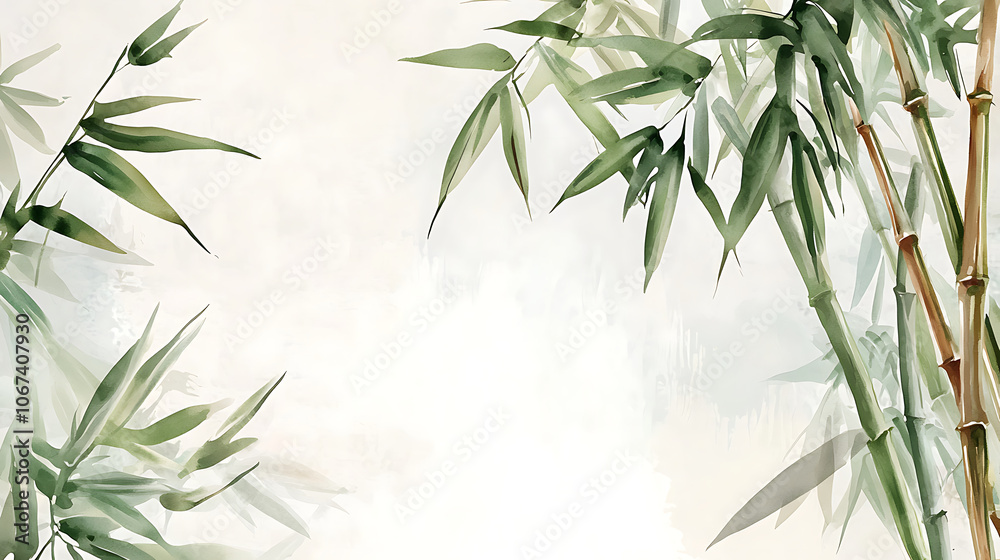 Watercolor bamboo on a clean white background Watercolor bamboo on a clean white background