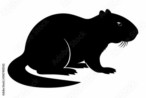 Beaver Silhouette- Crafting Their Habitat in Serene Vector Depictions of Riparian Landscapes- Beaver Vector- Beaver Illustration,Mouse or Rat Icon Vector,Otter animal silhouette vector illustration.