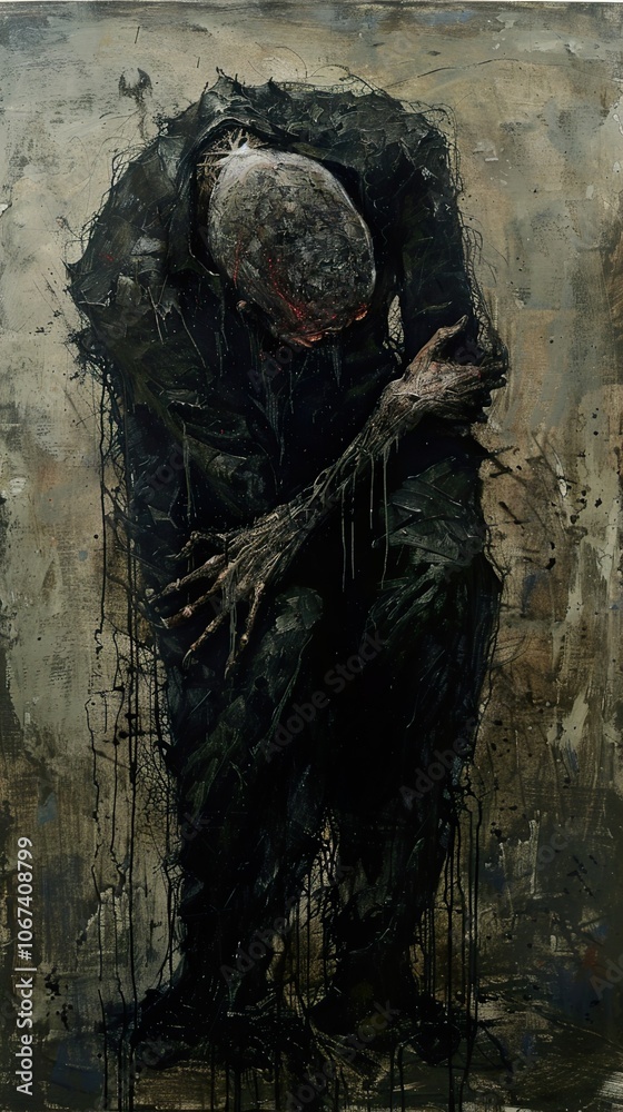 Abstract Figure in Anguish: A Dark and Emotional Painting Abstract Figure in Anguish: A Dark and Emotional Painting