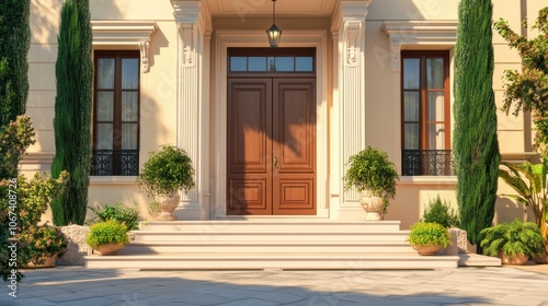 Elegant Mansion Entrance