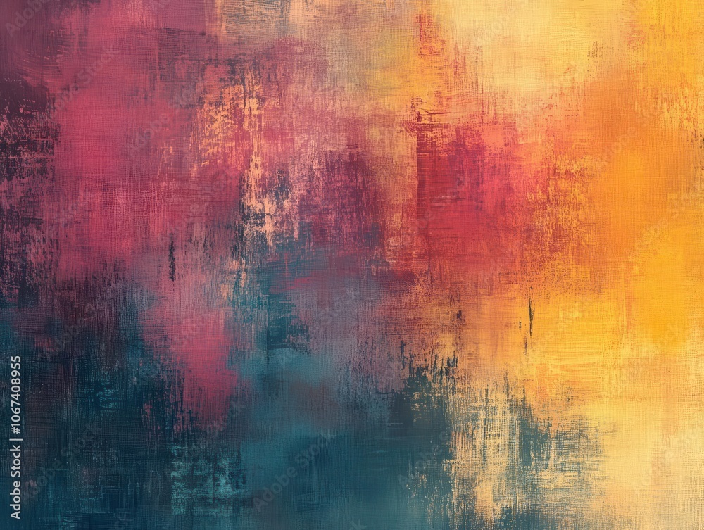 Obraz premium abstract impressionistic artwork in vibrant hues, created with dry brush techniques, showcasing a textured canvas that invites interpretation and emotional connection