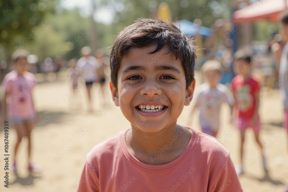 Joyful day at the playground: smiling child enjoying outdoor fun in a lively summer park setting. Joyful day at the playground: smiling child enjoying outdoor fun in a lively summer park setting.